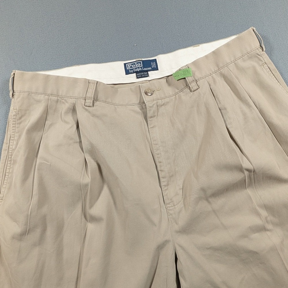 Polo Ralph Lauren Hammond Pant Mens 38x30 Khaki Pleated Chino Vintage